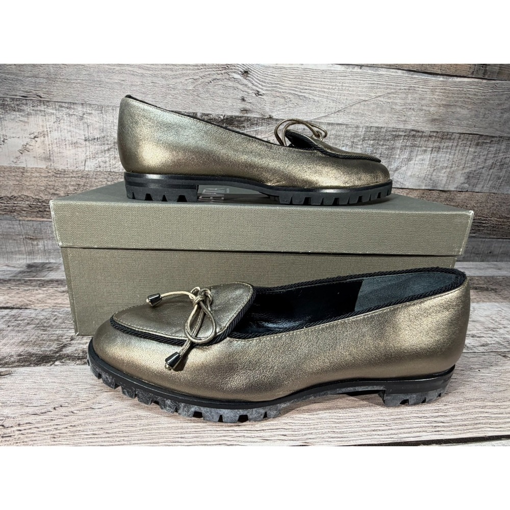Prevata Made in Italy‎ Women Shoes Size 5B Gold Clogs Ringo Nappa Metal Pewter